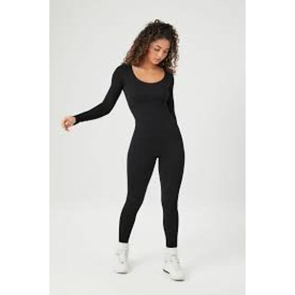 FOREVER 21 Ribbed Seamless Jumpsuit in Black S M Small Medium - Picture 1 of 4